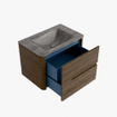 Mondiaz CIRO-DLUX Meuble de salle de bains - 70x45x50cm - Vasque solid surface Oza - 1 lavabo au milieu - sans trous de robinet - 2 tiroirs - Dusk SW1533260