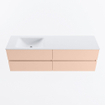 MONDIAZ Vica Ensemble meuble de salle de bains - 160cm - meuble bas rosee - 4 tiroirs - lavabo cloud gauche - 1 trou de robinet - version haute 60cm - talc SW1083346