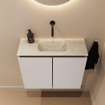 MONDIAZ TURE-DLUX Meuble toilette - 60cm - Linen - EDEN - vasque Ostra - position centrale - sans trou de robinet SW1104935