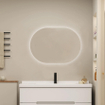 Saniclass Shine Badkamerspiegel - 50x80cm - ovaal - horizontale / verticale plaatsing - indirecte LED verlichting - Spiegelverwarming - Infrarood SW1152326