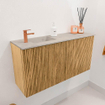 Mondiaz JOYA-DLUX 80cm toiletmeubel - kleur Oak - Wastafel FAYE positie Links 1 kraangat kleur Opalo. SW1422165