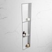 Mondiaz EASY Niche salle de bains - 149.5x8x29.5cm - à encastrer ou à monter - 3 compartiments - Plata | Talc SW1017083