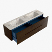 Mondiaz CIRO-DLUX Ensemble de meubles de salle de bains - 170x45x50cm - Lavabo solid surface Frappe - 2 vasques double - 2 trous de robinet - 4 tiroirs - Noyer SW1530282