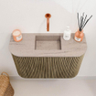 Mondiaz JOYA-DLUX Meuble de salle de bains 63.2cm - arrondi gauche et droite couleur Dusk - Vasque FAYE position Milieu Sans trou de robinet couleur Saba SW1426105