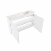 MONDIAZ TURE-DLUX Meuble de toilettes 80 cm Talc. EDEN lavabo Frappe position droite. Avec 1 trou de robinet. SW1102596