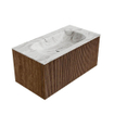 MONDIAZ KURVE-DLUX 90cm Meuble salle de bain - couleur Walnut - 1 tiroir - vasque BIG SMALL centre - 1 trou de robinet - couleur Glace SW1138053