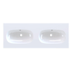 Arcqua Oval Lavabo encastré - 121x46x1.5cm - double vasque - sans trou de robinet - marbre de synthèse - blanc brillant SW1581331