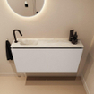 MONDIAZ TURE-DLUX Meuble toilette - 100cm - Linen - EDEN - vasque Ostra - position gauche - 1 trou de robinet SW1104932