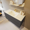 Mondiaz VICA-DLUX ensemble de meuble de salle de bain - 110cm - meuble sous-vasque gris foncé - 2 tiroirs - lavabo encastré nuage milieu - 1 trou de robinet - version haute de 60cm - opalo SW1087805