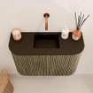 Mondiaz JOYA 63.2cm meuble de toilette - arrondis gauche et droite couleur Dusk - Vasque FAYE position Milieu Sans trou de robinet couleur Urban SW1421682