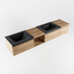 MONDIAZ BUKLA 200cm ensemble de meuble avec module ouvert 40 gauche couleur Chêne blanchi avec 3 tiroirs. Lavabo CLOUD double 2 trous de robinet couleur Urbaine. SW1382190