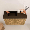 Mondiaz JOYA 60cm meuble de salle de bains - couleur Oak - Vasque FAYE position Gauche 1 trou de robinet couleur Urban. SW1421163
