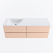 MONDIAZ VICA Ensemble meuble de salle de bains - 140cm - meuble bas rosee - 4 tiroirs - lavabo cloud gauche - 1 trou de robinet - version haute 60cm - talc SW1083333