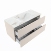 MONDIAZ VICA-DLUX Ensemble meuble de salle de bains - 100cm - meuble bas linen - 2 tiroirs - lavabo encastré cloud au milieu - sans trous de robinet - version haute 60cm - frape SW1088945