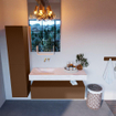 Mondiaz ALAN-DLUX Ensemble de meuble - 120cm - meuble Rust mat - 1 tiroir - Lavabo Cloud Ostra suspendu - vasque Gauche - 0 trous de robinet SW807304