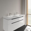 Villeroy & Boch Subway 2.0 Double lavabo pour meuble 130cm avec 2 trous pour robinetterie et trop plein Blanc 1024040