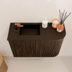 Mondiaz JOYA 61.6cm toiletmeubel - ronding rechts kleur Walnut - Wastafel FAYE positie Links 1 kraangat kleur Urban. SW1421422