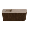 Mondiaz JOYA-DLUX 91.6cm toiletmeubel - ronding rechts kleur Walnut - Wastafel FAYE positie Links Zonder kraangat kleur Saba. SW1424678