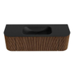 MONDIAZ KURVE 140cm Meuble salle de bain avec module 25 G et D - couleur Walnut - 1 tiroir - 2 portes - vasque BIG SMALL centre - sans trous de robinet - Urban SW1138448