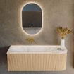 MONDIAZ KURVE-DLUX 125cm Meuble salle de bain avec module 25 D - couleur Oak - 1 tiroir - 1 porte - vasque BIG MEDIUM gauche - sans trou de robinet - couleur Frappe SW1137359