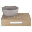 Differnz ensemble lave-mains - 40x21x10cm - Rectangulaire - 0 trous de robinet - vasque gris/terrazzo fin - Bois chêne clair SW794637