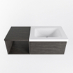 Mondiaz BUKLA Meuble de salle de bains 100 cm avec module ouvert 40 couleur Dark Brown avec 1 tiroir. Lavabo CLOUD à droite 1 trou de robinet couleur Talc. SW1182444