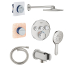 Grohe Grohtherm regendoucheset inbouw - hoofddouche rond - handdouche rond - supersteel SW1235143
