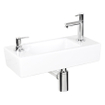 Differnz Sapon kit lave-mains - 42x18.5x9cm - Rectangulaire - 1 trou de robinet - eau chaude/froide - Chrome - Céramique Blanche SW471270