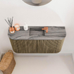 Mondiaz JOYA-DLUX 83.2cm meuble de toilette - arrondis gauche et droite couleur Dusk - Vasque FAYE position Milieu 1 trou de robinet couleur Sombra. SW1426180