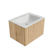 MONDIAZ KURVE-DLUX Meuble de salle de bains 60cm couleur Oak avec 1 tiroir. Lavabo CLOUD central 1 trou de robinet couleur Opalo. SW1137516
