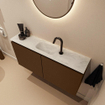 MONDIAZ TURE-DLUX Meuble toilette - 100cm - Rust - EDEN - vasque Opalo - position centrale - 1 trou de robinet SW1104529