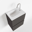 MONDIAZ ADA Meuble de WC - 40x30x50cm - 1 trou de robinet - 2 tiroirs - gris foncé mat - vasque à droite - Solid surface - Blanc SW472576