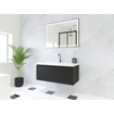 HR badmeubelen Matrix 3D ensemble de meubles de salle de bains 100cm 1 tiroir sans poignée avec profil de prise en couleur Noir mat avec lavabo Djazz 1 trou de robinet blanc SW857055