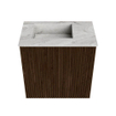 Mondiaz JOYA-DLUX 40cm toiletmeubel - kleur Walnut - Wastafel FAYE positie Links 1 kraangat kleur Glace. SW1422351