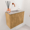 Mondiaz JOYA-DLUX Meuble de salle de bains 50cm - couleur Oak - Vasque FAYE position Milieu Sans trou de robinet couleur Glace. SW1421924