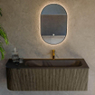Mondiaz KURVE Ensemble meuble de salle de bains - 135x46x40cm - 1 tiroir - 1 porte - lavabo solid surface - droit - 1 trou de robinet - Shadow SW1414262