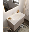 Mondiaz VICA Ensemble de meuble de salle de bain - 80cm - meuble sous-vasque fumée - 2 tiroirs - lavabo lune milieu - 1 trou de robinet - version XL 60cm haut SW1090077