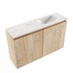 MONDIAZ TURE-DLUX Meuble toilette - 80cm - Washed Oak - EDEN - vasque Ostra - position droite - sans trou de robinet SW1105135