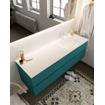 ENSEMBLE DE MEUBLE MONDIAZ VICA - 150 cm - 2 tiroirs - lavabo Moon à droite - 1 trou de robinet - solid surface smag SW411281