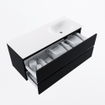 MONDIAZ VICA meuble sous lavabo 120cm Urban 2 tiroirs. Lavabo MOON droite 1 trou de robinet, couleur Talc. SW1381927