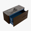 Mondiaz CIRO-DLUX Badkamermeubelset - 110x45x50cm - Solid surface wastafel Oza - 1 wasbak Links - zonder kraangaten - 2 lades - Walnut SW1530631