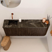 Mondiaz JOYA-DLUX Meuble de salle de bains 111.6cm - arrondi droit couleur Walnut - Vasque FAYE position Gauche Sans trou de robinet couleur Lava SW1422492