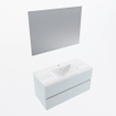 Mondiaz VICA ensemble de meuble de salle de bain - 100cm - meuble sous-vasque argile - 2 tiroirs - lavabo denia milieu - 1 trou de robinet - couleur Blanc Brillant - miroir LED - version XL 60cm haut SW1091976