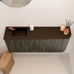 Mondiaz JOYA 101.6cm meuble de salle de bains - arrondi droit couleur Shadow - Vasque FAYE position Gauche 1 trou de robinet couleur Urban SW1421520