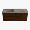 Mondiaz CIRO-DLUX Badkamermeubelset - 130x45x50cm - Solid surface wastafel Oza - 1 wasbak Links - 1 kraangat - 4 lades - Walnut SW1530651