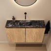 MONDIAZ TURE-DLUX Meuble de toilettes 80 cm Washed Oak. Lavabo EDEN Lava position milieu. Sans trou de robinet. SW1104115