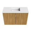 Mondiaz JOYA 60cm toiletmeubel - kleur Oak - Wastafel FAYE positie Midden 1 kraangat kleur Talc. SW1421102