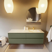 Mondiaz VICA-DLUX Ensemble de meuble de salle de bain - 150cm - meuble sous-vasque armée - 4 tiroirs - lavabo encastré nuage droite - 1 trou de robinet - version haute de 60cm - ostra SW1087072