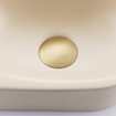 QeramiQ Fuente Ensemble de Lavabo - 40x21.5x12cm - lisse - demi-rond - sans trou pour robinet céramique - ensemble de robinet en laiton brossé - bouchon de vidange - siphon abaissé - beige SW1233109