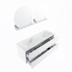 MONDIAZ VICA-DLUX Ensemble meuble de salle de bains - 130cm - meuble bas Talc - 2 tiroirs - vasque encastrée Cloud double - sans trous de robinet - version haute 60cm - Opalo SW1088494